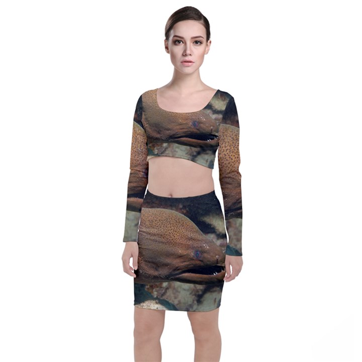 MORAY EEL 1 Long Sleeve Crop Top & Bodycon Skirt Set