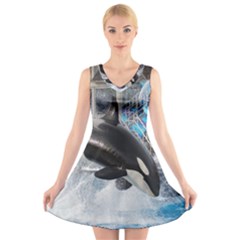 Orca 1 V-neck Sleeveless Skater Dress by trendistuff