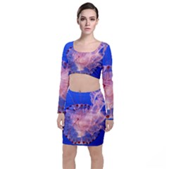 Purple Jellyfish Long Sleeve Crop Top & Bodycon Skirt Set by trendistuff