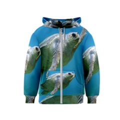 Sea Turtle 2 Kids  Zipper Hoodie by trendistuff