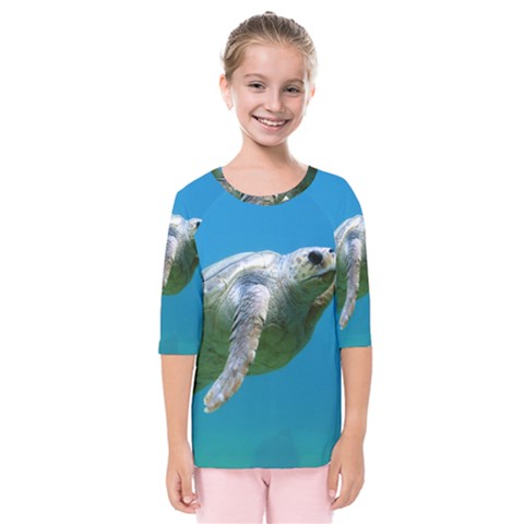 Sea Turtle 2 Kids  Quarter Sleeve Raglan Tee by trendistuff