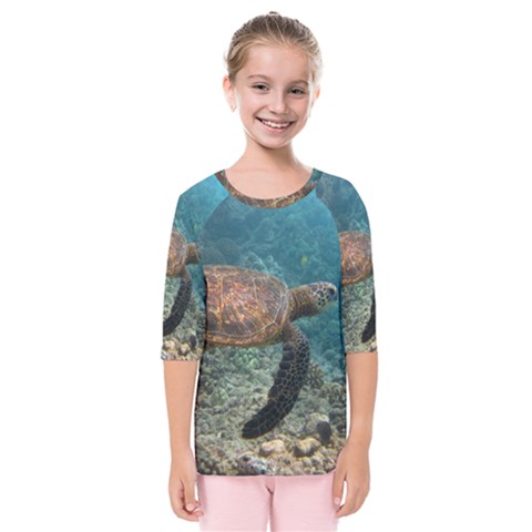 Sea Turtle 3 Kids  Quarter Sleeve Raglan Tee by trendistuff