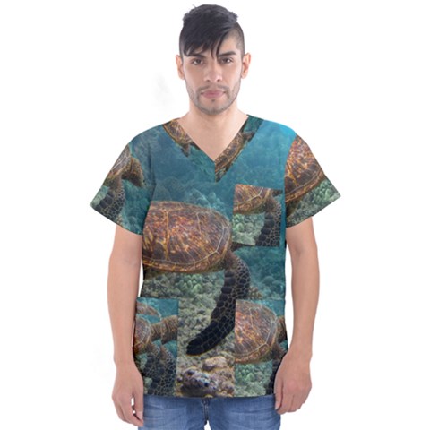 Sea Turtle 3 Men s V-neck Scrub Top by trendistuff