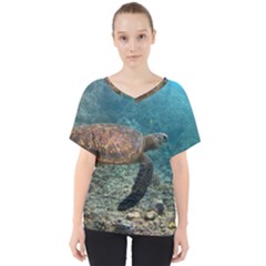 Sea Turtle 3 V-neck Dolman Drape Top by trendistuff