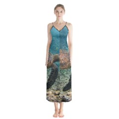 Sea Turtle 3 Button Up Chiffon Maxi Dress