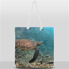 Sea Turtle 3 Full Print Rope Handle Tote (large) by trendistuff