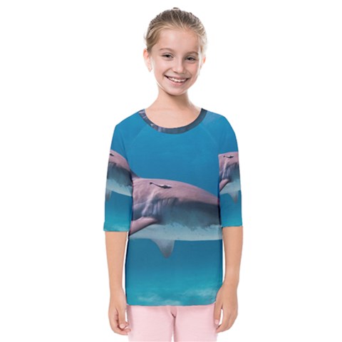 Tiger Shark 1 Kids  Quarter Sleeve Raglan Tee by trendistuff