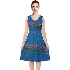 Whale Shark 1 V-neck Midi Sleeveless Dress  by trendistuff