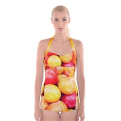 Apricots 1 Boyleg Halter Swimsuit  by trendistuff