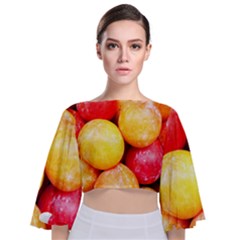 Apricots 1 Tie Back Butterfly Sleeve Chiffon Top by trendistuff