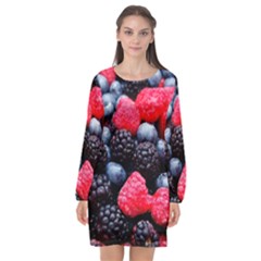 Berries 2 Long Sleeve Chiffon Shift Dress  by trendistuff