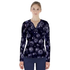 Blueberries 1 V-neck Long Sleeve Top by trendistuff