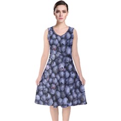 Blueberries 3 V-neck Midi Sleeveless Dress  by trendistuff