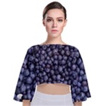 BLUEBERRIES 3 Tie Back Butterfly Sleeve Chiffon Top