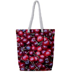 Cherries 1 Full Print Rope Handle Tote (small) by trendistuff