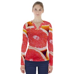 Grapefruit 1 V-neck Long Sleeve Top by trendistuff