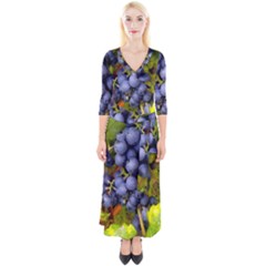 Grapes 1 Quarter Sleeve Wrap Maxi Dress