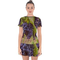 Grapes 4 Drop Hem Mini Chiffon Dress by trendistuff