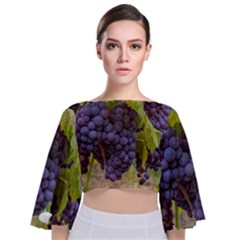 Grapes 4 Tie Back Butterfly Sleeve Chiffon Top by trendistuff