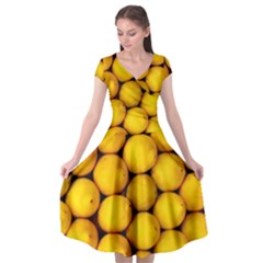 Lemons 2 Cap Sleeve Wrap Front Dress by trendistuff