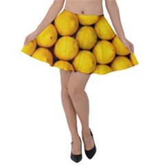 Lemons 2 Velvet Skater Skirt