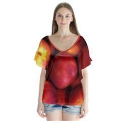 Nectarines V-neck Flutter Sleeve Top by trendistuff