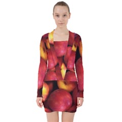 Nectarines V-neck Bodycon Long Sleeve Dress by trendistuff