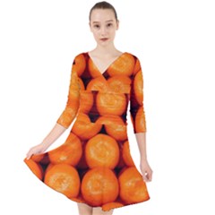 Oranges 1 Quarter Sleeve Front Wrap Dress by trendistuff