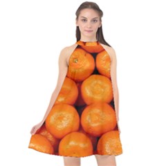 Oranges 1 Halter Neckline Chiffon Dress 