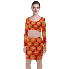 Oranges 2 Long Sleeve Crop Top & Bodycon Skirt Set