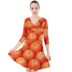 Oranges 2 Quarter Sleeve Front Wrap Dress by trendistuff