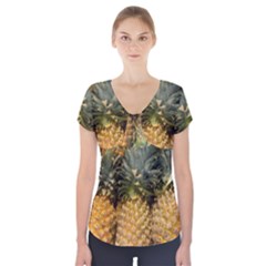 Pineapple 1 Short Sleeve Front Detail Top