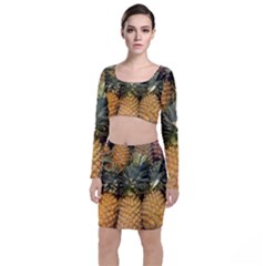 Pineapple 1 Long Sleeve Crop Top & Bodycon Skirt Set by trendistuff