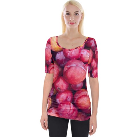 Plums 1 Wide Neckline Tee by trendistuff