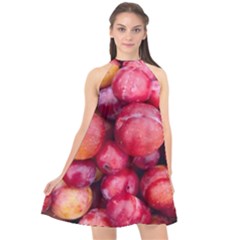 Plums 1 Halter Neckline Chiffon Dress  by trendistuff