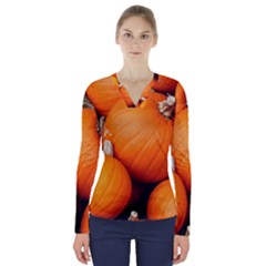 Pumpkins 1 V-neck Long Sleeve Top by trendistuff