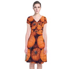 Pumpkins 2 Short Sleeve Front Wrap Dress by trendistuff