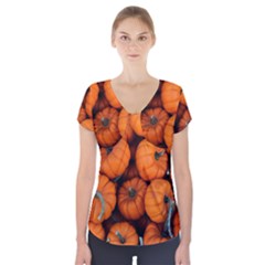 Pumpkins 2 Short Sleeve Front Detail Top by trendistuff