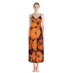 Pumpkins 2 Button Up Chiffon Maxi Dress by trendistuff