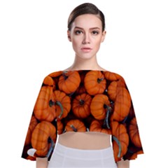 Pumpkins 2 Tie Back Butterfly Sleeve Chiffon Top