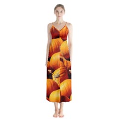 Pumpkins 3 Button Up Chiffon Maxi Dress by trendistuff