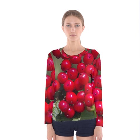 Red Berries 2 Women s Long Sleeve Tee by trendistuff