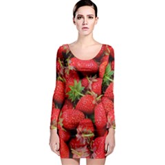 Strawberries 1 Long Sleeve Bodycon Dress by trendistuff