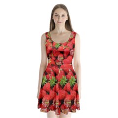 Strawberries 1 Split Back Mini Dress  by trendistuff