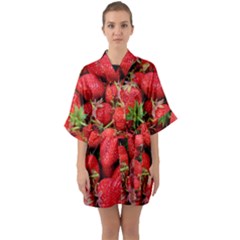 Strawberries 1 Quarter Sleeve Kimono Robe