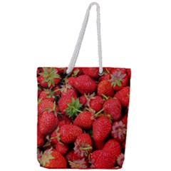 Strawberries 1 Full Print Rope Handle Tote (large) by trendistuff