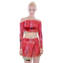 Watermelon 1 Off Shoulder Top With Mini Skirt Set by trendistuff