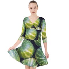 Watermelon 2 Quarter Sleeve Front Wrap Dress by trendistuff