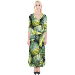 Watermelon 2 Quarter Sleeve Wrap Maxi Dress by trendistuff