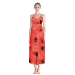 Watermelon 3 Button Up Chiffon Maxi Dress by trendistuff